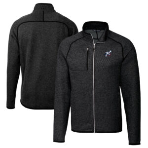 Men's Cutter & Buck Heather Charcoal Reading Fightin Phils Big & Tall Mainsail Sweater-Knit Full-Zip Jacket