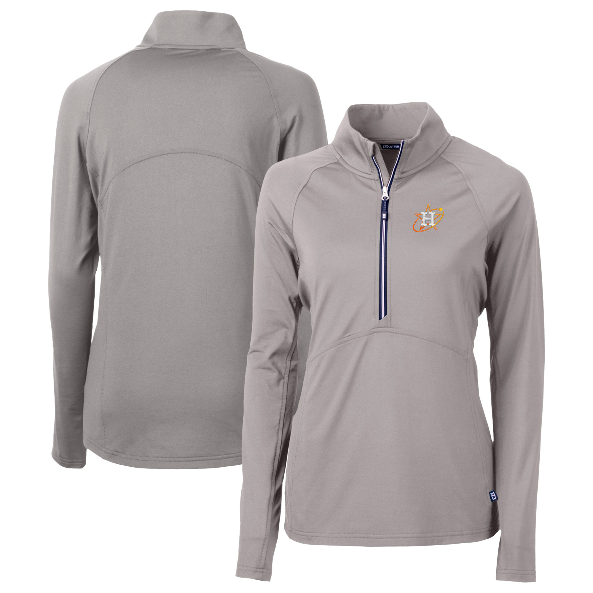 Women's Cutter & Buck Gray Houston Astros City Connect Adapt Eco Knit Recycled Half-Zip Pullover Top