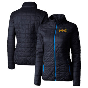 Women's Cutter & Buck  Navy Milwaukee Brewers City Connect Rainier PrimaLoft Eco Insulated Full-Zip Puffer Jacket