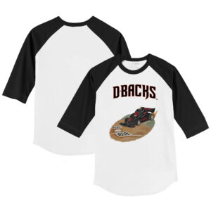Toddler Tiny Turnip White/Black Arizona Diamondbacks Race Car 3/4-Sleeve Raglan T-Shirt