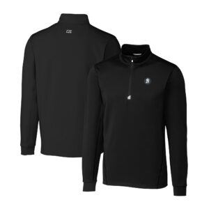 Men's Cutter & Buck Black Baltimore Orioles City Connect Big & Tall Traverse Stretch DryTec Quarter-Zip Pullover Top