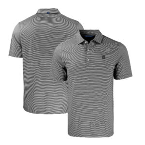 Men's Cutter & Buck Black Texas Rangers City Connect Big & Tall Forge Eco Double Stripe Stretch Recycled Polo