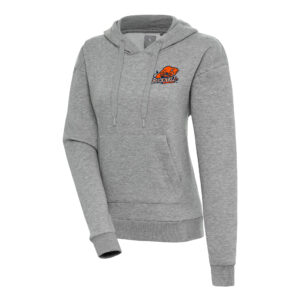 Women's Antigua Heather Gray Bucknell Bison Victory Pullover Hoodie