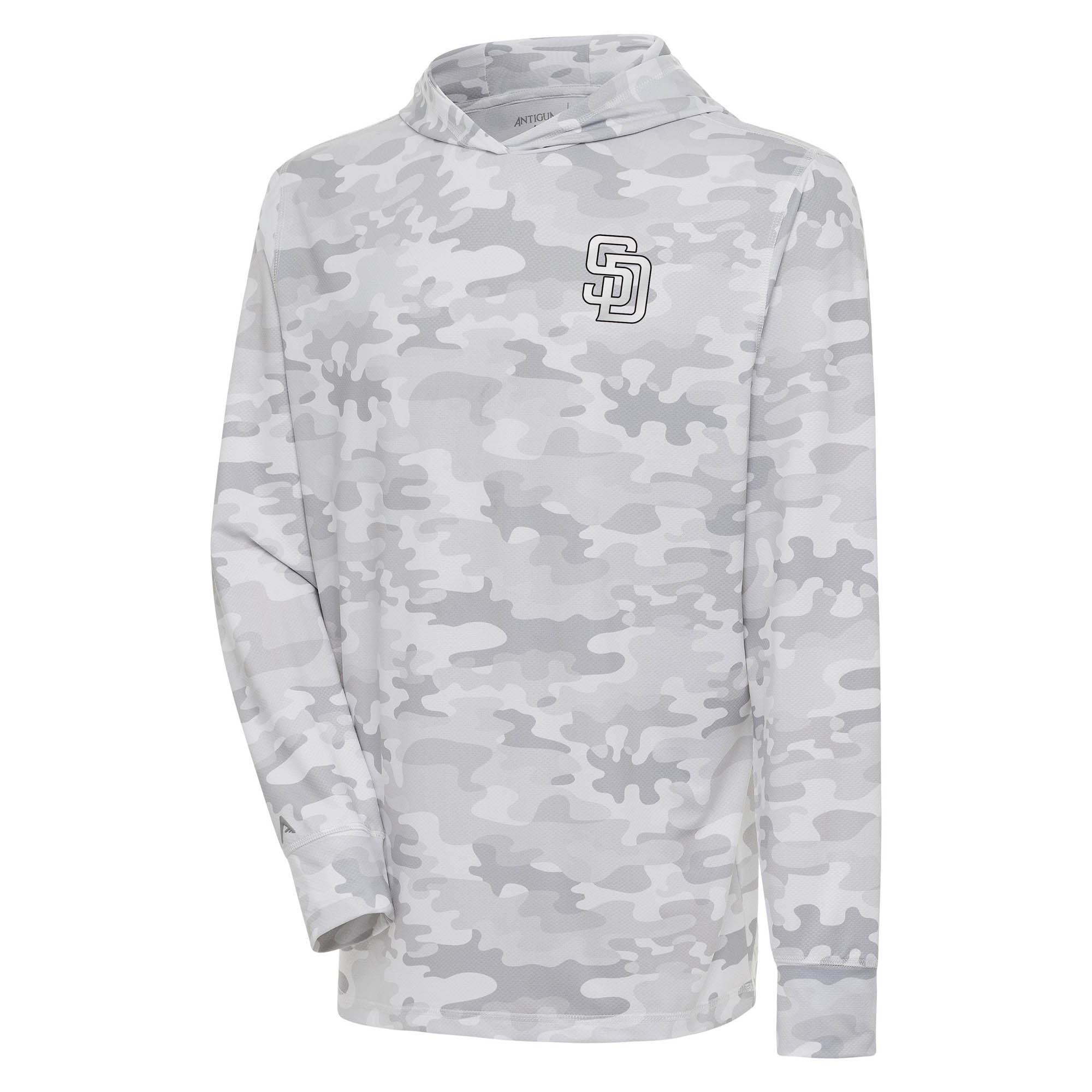 Men's Antigua White San Diego Padres Brushed Metallic Logo Sector Pullover Hoodie