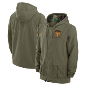 Men's Nike Olive Tennessee Volunteers 2024 Military Appreciation Full-Snap Hoodie Military Jacket