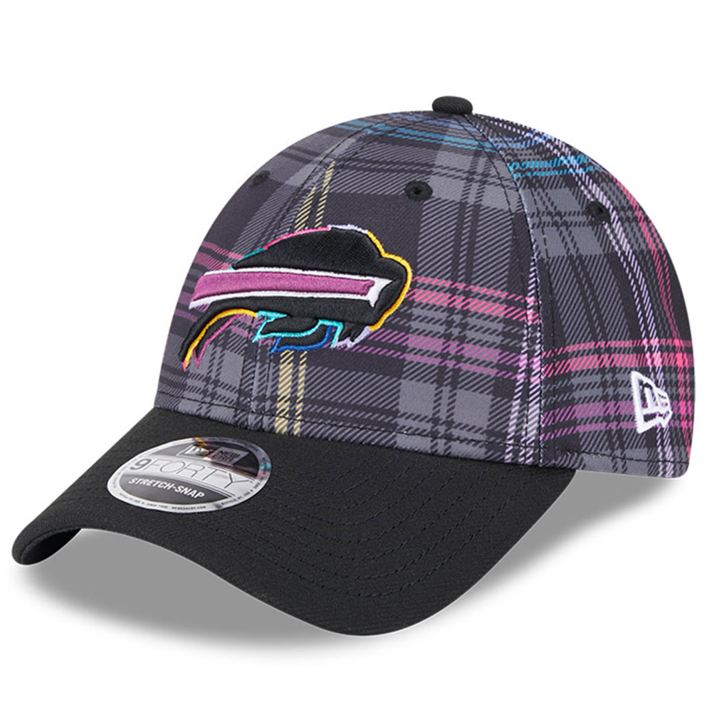 Men's New Era Black Buffalo Bills 2024 NFL Crucial Catch Plaid 9FORTY Adjustable Hat - Image 9