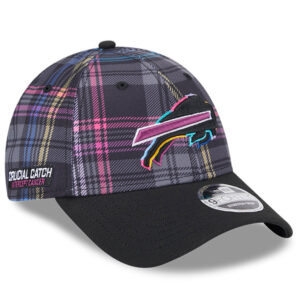 Men's New Era Black Buffalo Bills 2024 NFL Crucial Catch Plaid 9FORTY Adjustable Hat