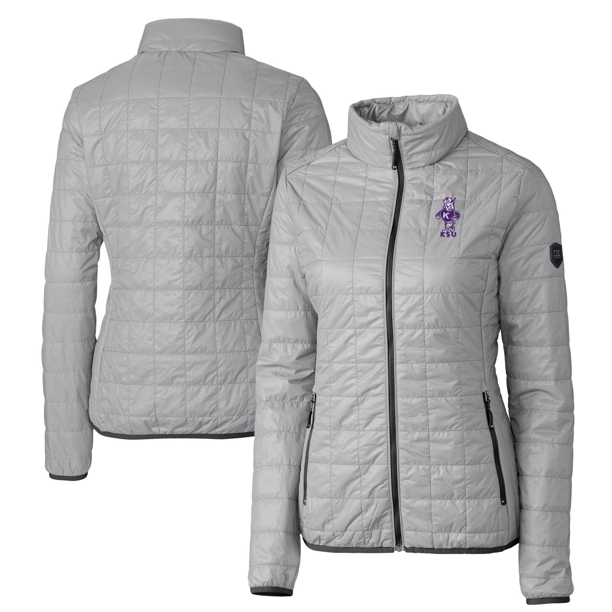 Women's Cutter & Buck Gray Kansas State Wildcats Vault Rainier PrimaLoft Eco Insulated Full-Zip Puffer Jacket - Image 2