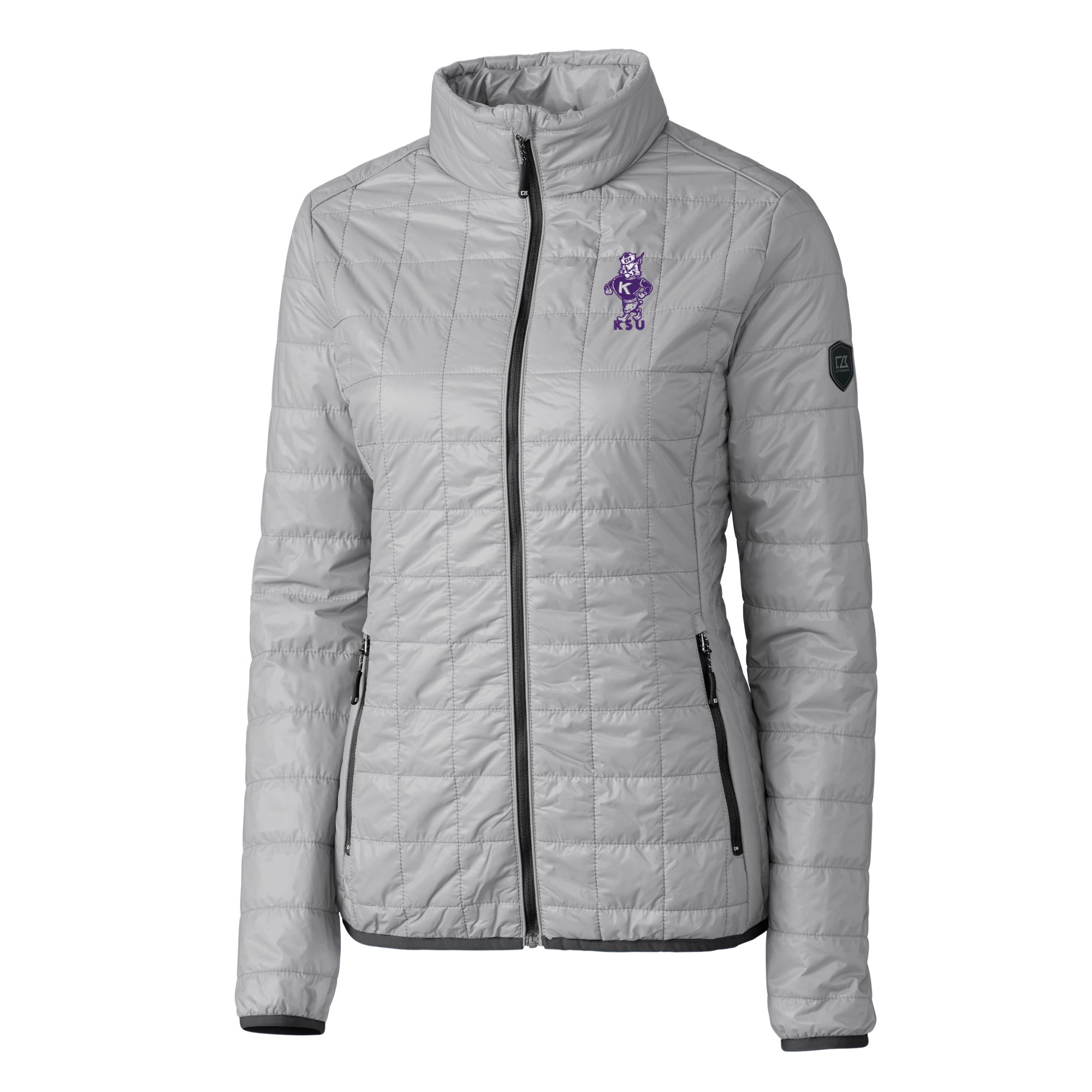 Women's Cutter & Buck Gray Kansas State Wildcats Vault Rainier PrimaLoft Eco Insulated Full-Zip Puffer Jacket - Image 6
