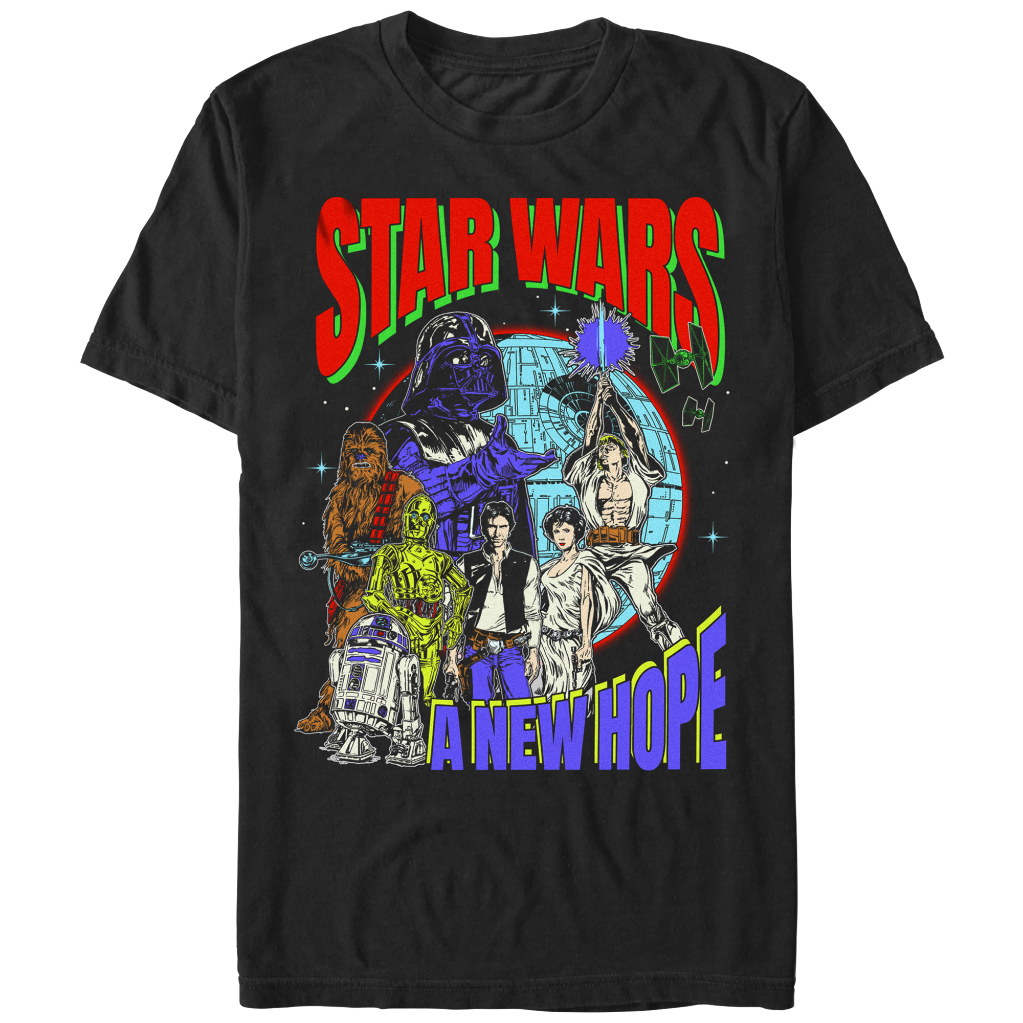 Men's Mad Engine Black Star Wars Globe Group Graphic T-Shirt