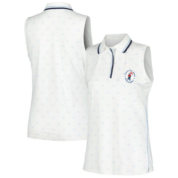 Women's 2024 U.S. Open Vineyard Vines White Golf Cart Tri-Blend Sleeveless Polo