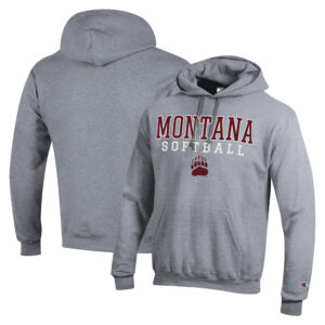 Men's Champion  Gray Montana Grizzlies Stack Logo Softball Powerblend Pullover Hoodie