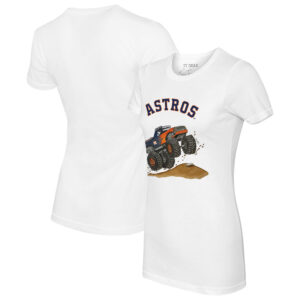 Women's Tiny Turnip  White Houston Astros Monster Truck T-Shirt