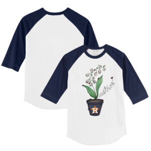 Toddler Tiny Turnip  White/Navy Houston Astros Lilies and Ladybugs 3/4-Sleeve Raglan T-Shirt