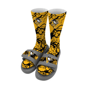 Youth ISlide Pittsburgh Penguins Distressed Socks & Slide Sandals Bundle