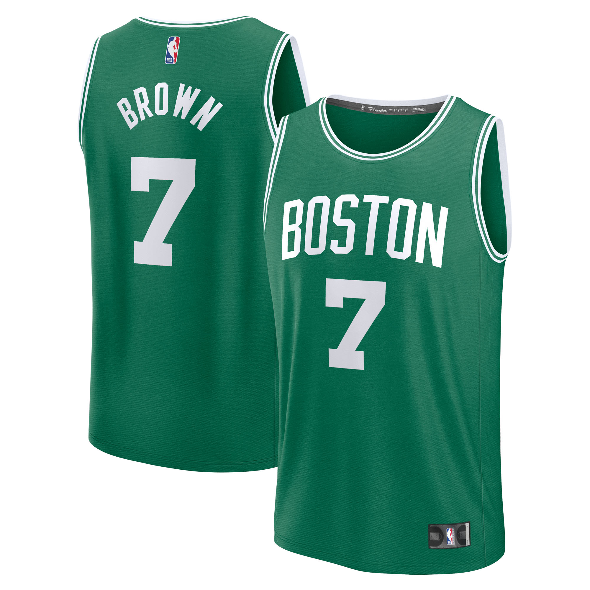 Youth Fanatics Jaylen Brown Kelly Green Boston Celtics Fast Break Replica Player Jersey - Icon Edition - Image 2