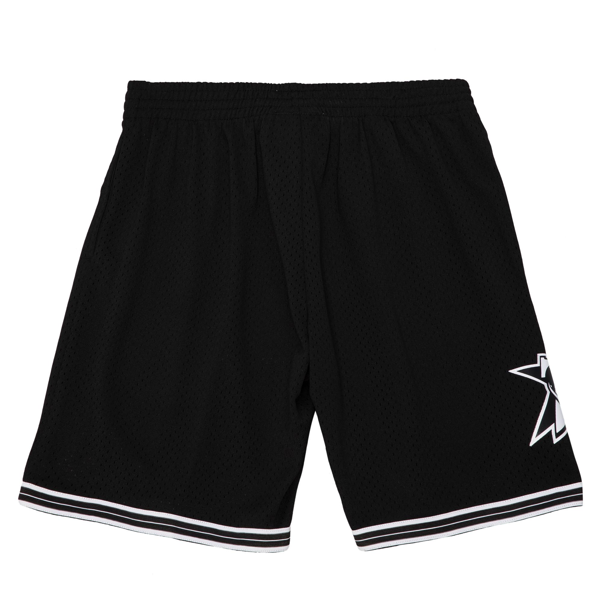 Men's Mitchell & Ness Black Philadelphia 76ers 1999-00 Hardwood Classics White Logo Swingman Shorts - Image 8