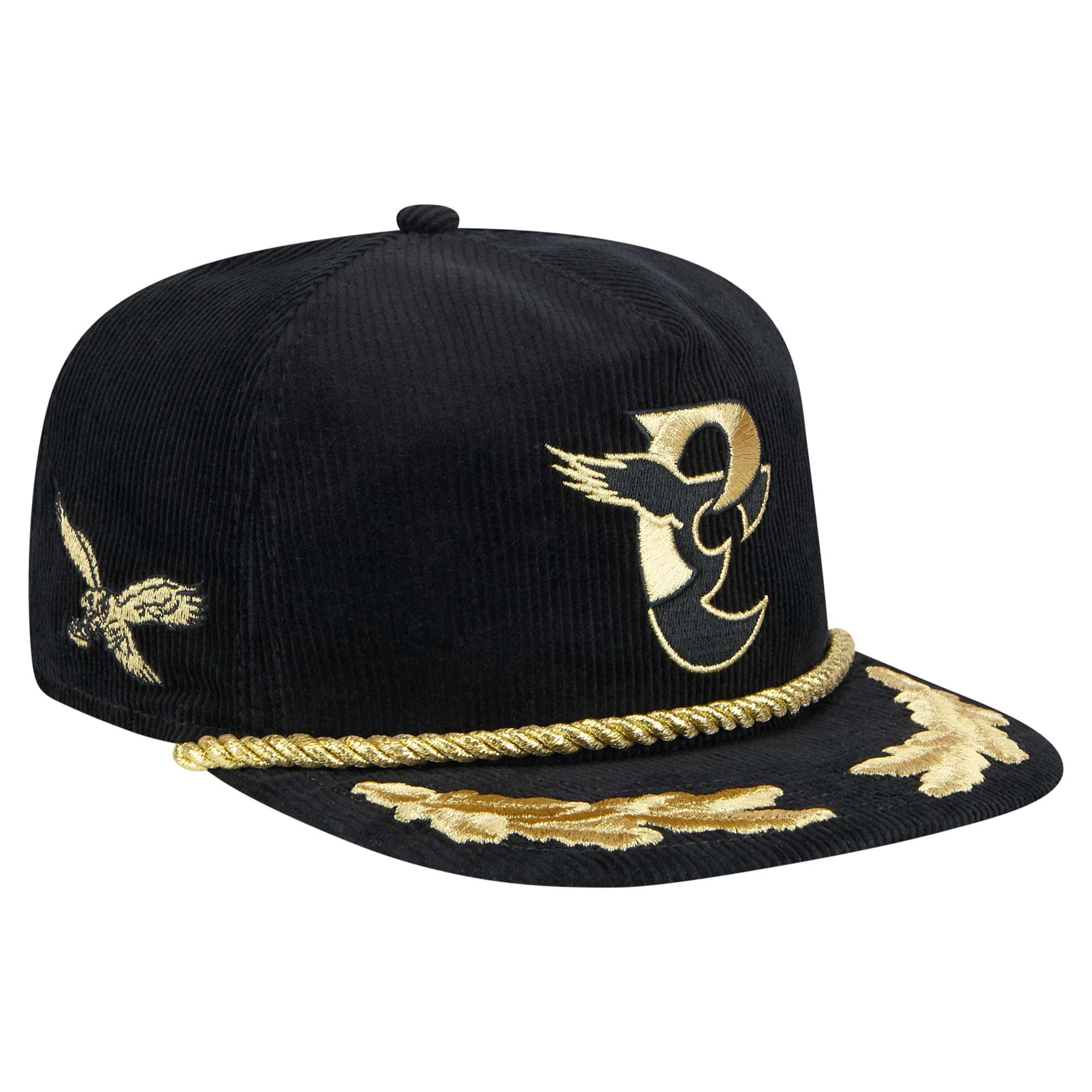 Men's New Era Black Philadelphia Eagles City Originals Corduroy Skipper Golfer Snapback Hat