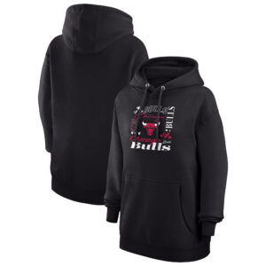 Women's G-III 4Her by Carl Banks Black Chicago Bulls Team Collage Graphic Fleece Pullover Hoodie