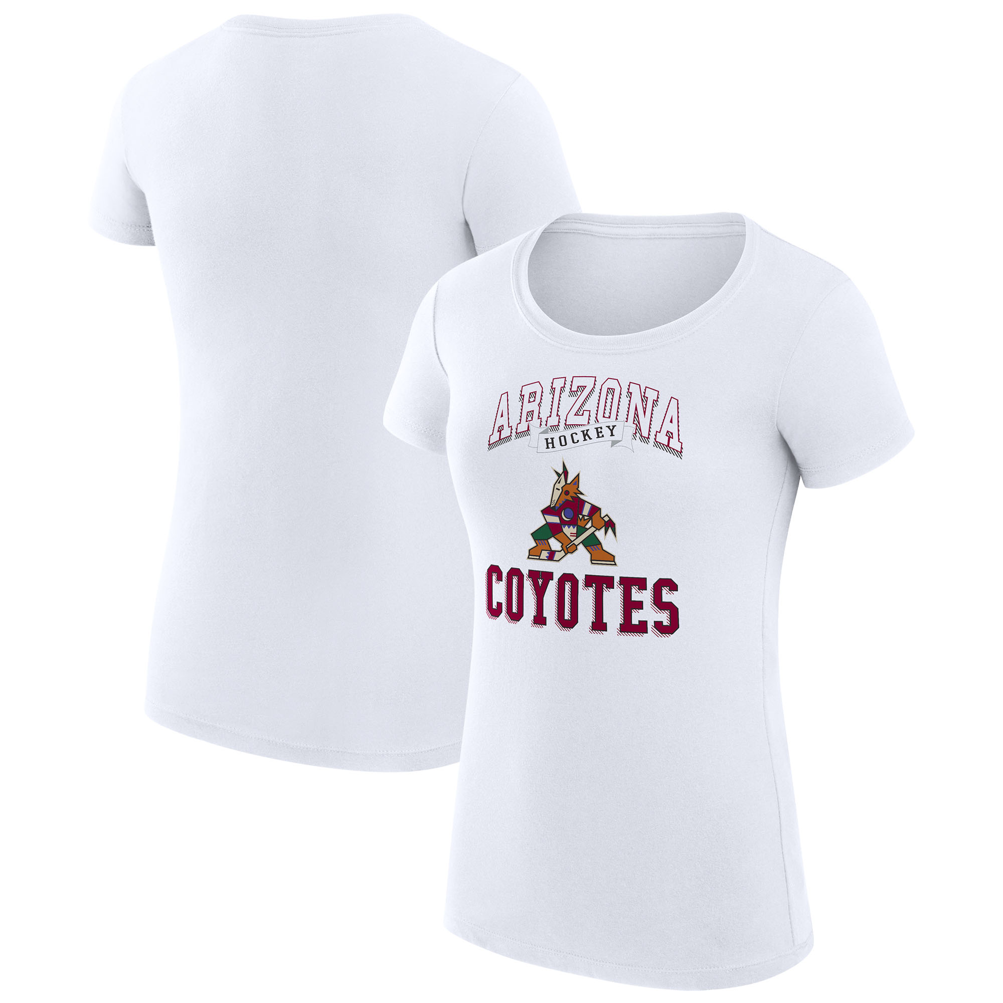 Women's G-III 4Her by Carl Banks White Arizona Coyotes Team Logo Graphic Fitted T-Shirt
