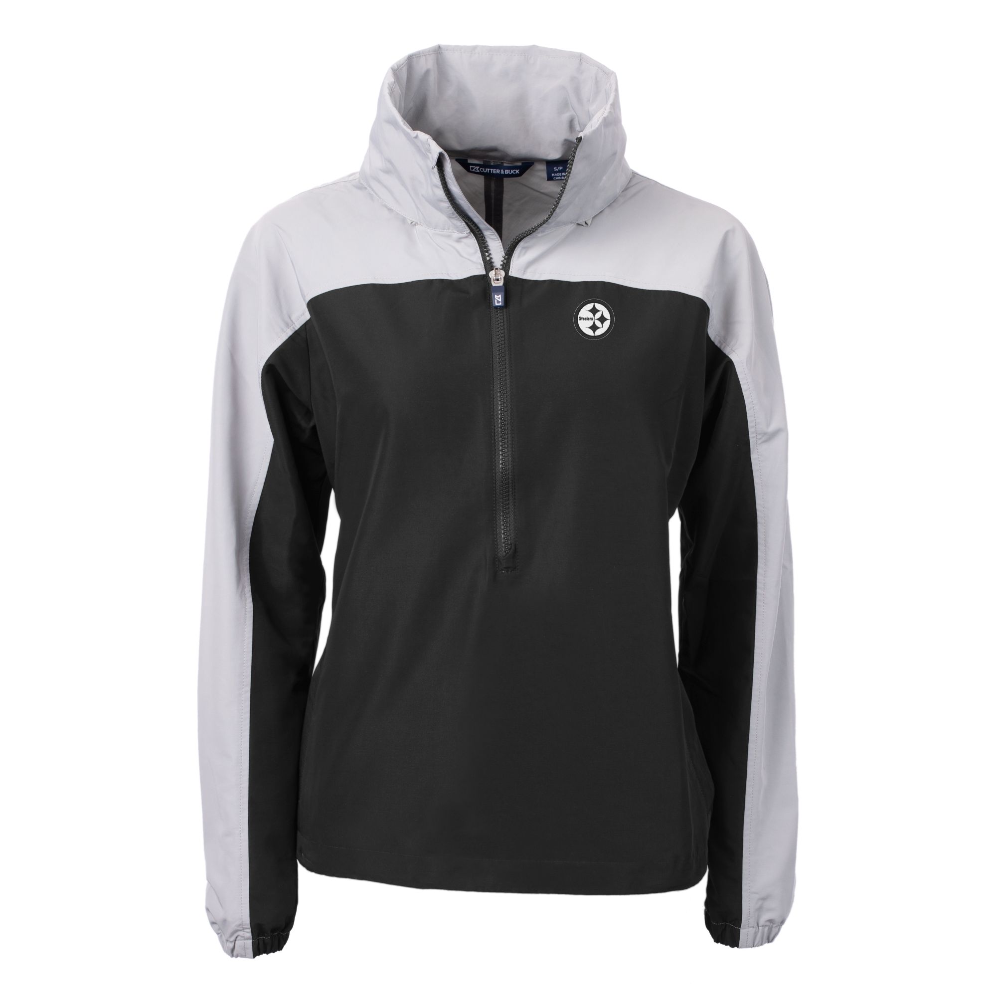 Women's Cutter & Buck Black/Gray Pittsburgh Steelers Charter Eco Recycled Half-Zip Hoodie Anorak Jacket - Image 6