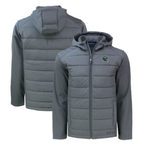 Men's Cutter & Buck Gray New York Jets Big & Tall Helmet Evoke Hybrid Eco Softshell Recycled Full-Zip Hoodie Jacket