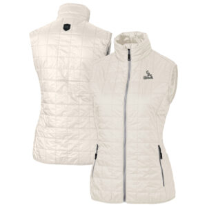 Women's Cutter & Buck Oatmeal St. Louis Cardinals Rainier PrimaLoft Eco Insulated Full-Zip Puffer Vest