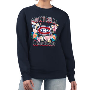 Women's G-III 4Her by Carl Banks Navy Montreal Canadiens Flower Logo Pullover Sweatshirt