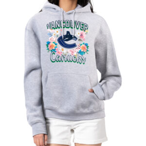 Women's G-III 4Her by Carl Banks Heather Gray Vancouver Canucks Flower Logo Pullover Hoodie