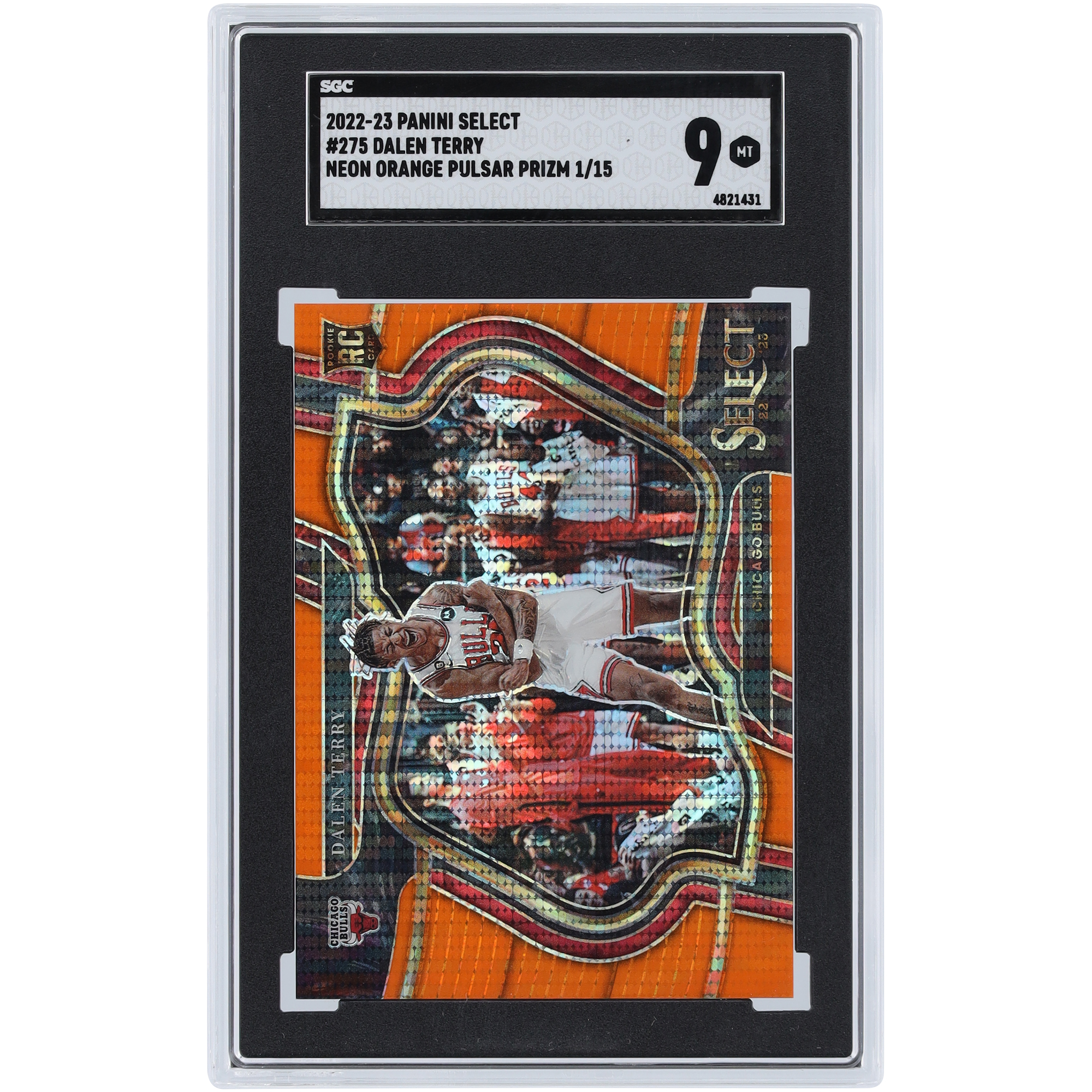 Dalen Terry Chicago Bulls 2022-23 Panini Select Orange Pulsar #275 #1/15 SGC Authenticated 9 Rookie Card - Image 10
