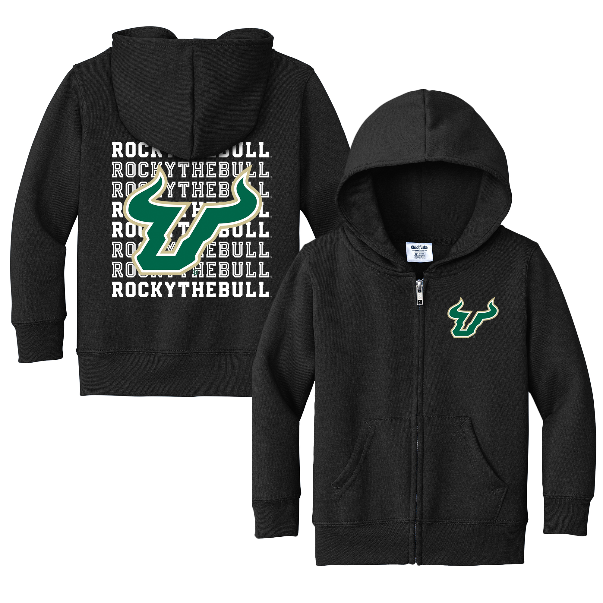 Toddler Chad & Jake Black South Florida Bulls Retro Full-Zip Hoodie