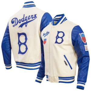 Men's Pro Standard Cream Brooklyn Dodgers Cooperstown Collection Retro Classic Full-Zip Varsity Jacket
