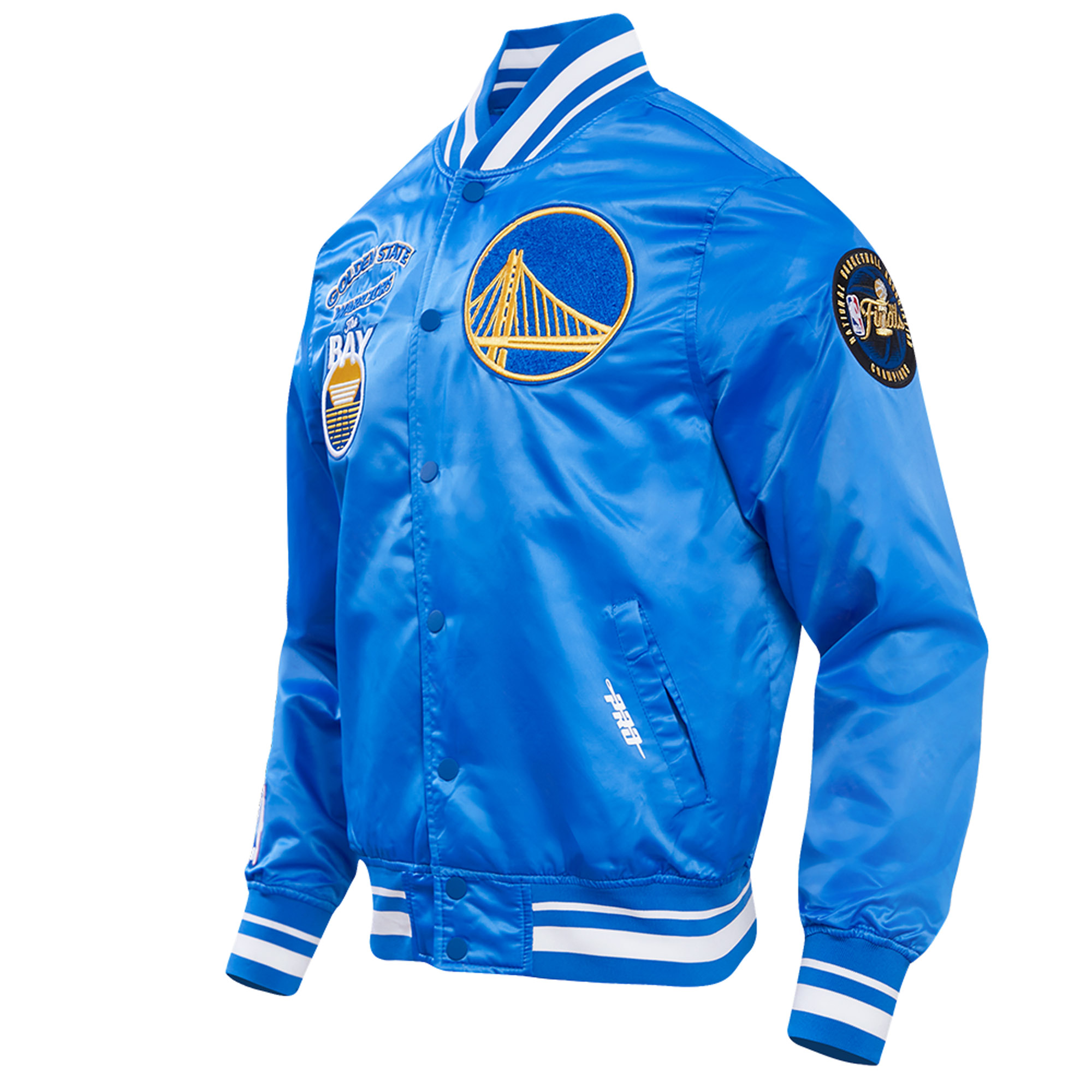Men's Pro Standard Royal Golden State Warriors Retro Classic Satin Full-Snap Jacket - Image 3