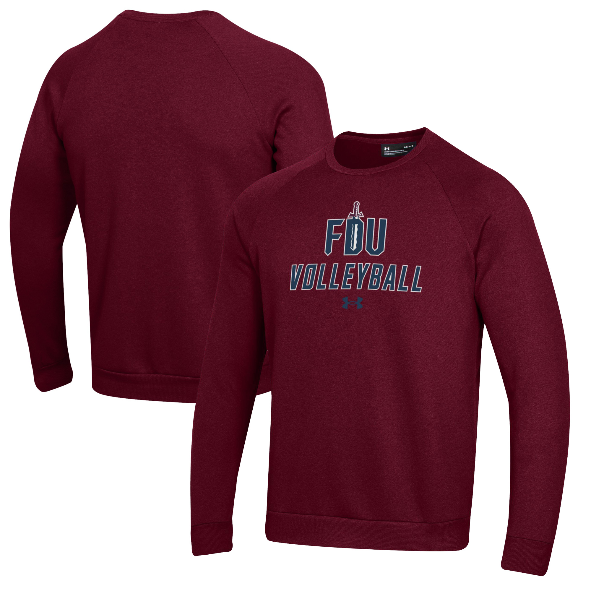 Men's Under Armour Burgundy Fairleigh Dickinson Knights Volleyball Rival Fleece Raglan Pullover Sweatshirt
