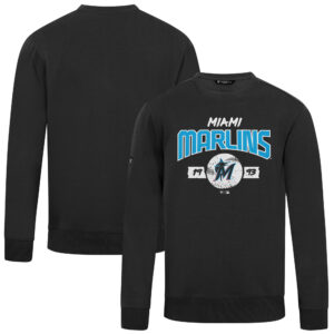 Men's Levelwear Black Miami Marlins Punch Out Pullover Sweatshirt