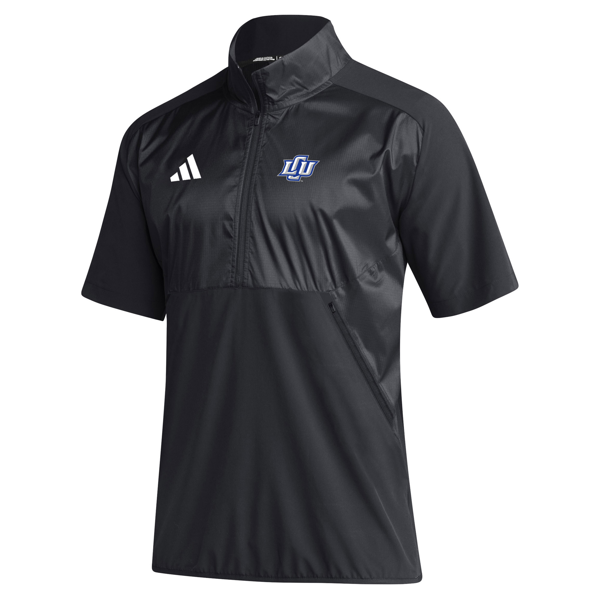 Men's adidas Black Lubbock Christian Chaparral 2024 Sideline Raglan AEROREADY Short Sleeve Half-Zip Jacket - Image 8