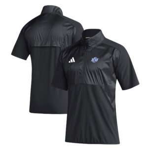 Men's adidas Black Lubbock Christian Chaparral 2024 Sideline Raglan AEROREADY Short Sleeve Half-Zip Jacket