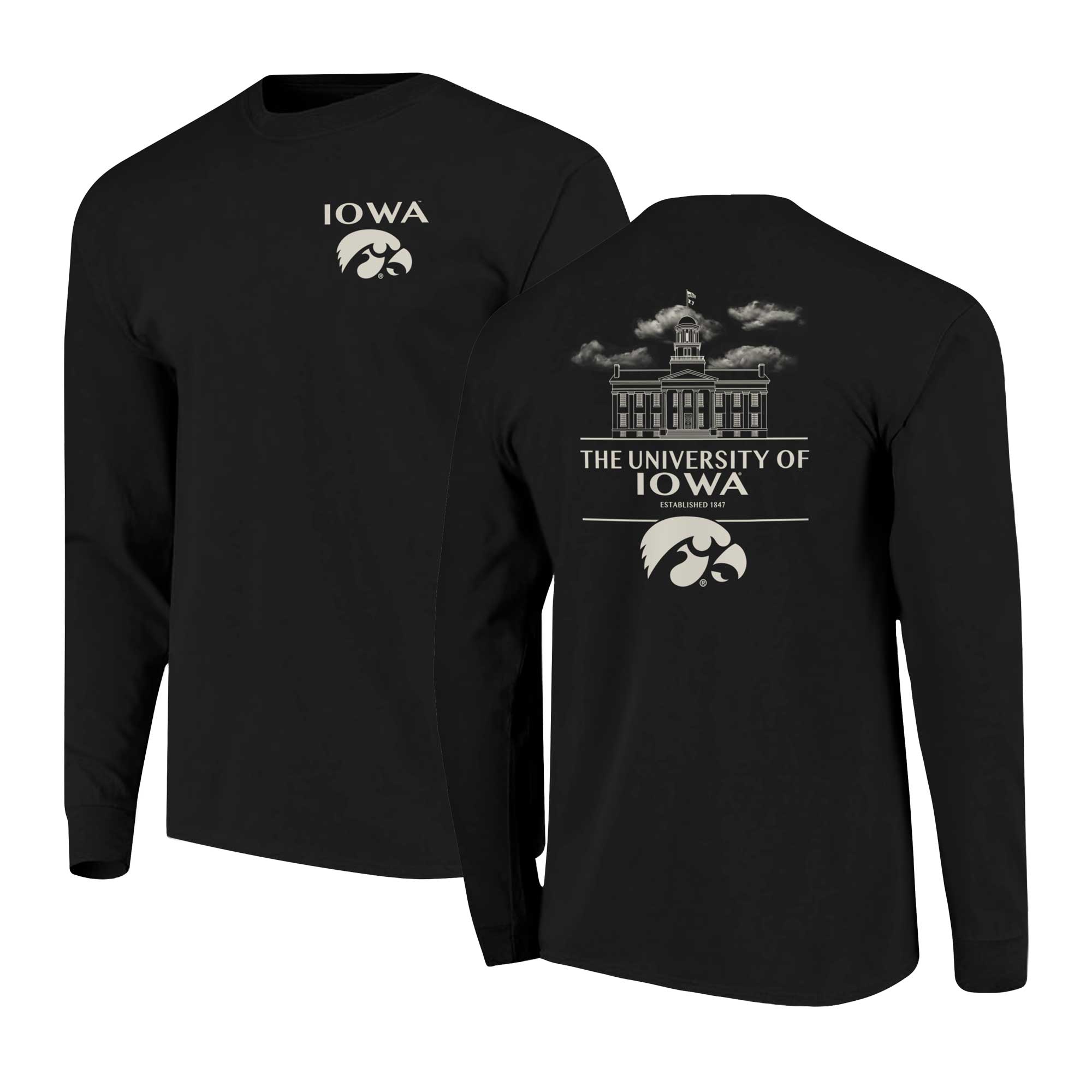 Men's Black Iowa Hawkeyes Comfort Colors Campus Nights Long Sleeve T-Shirt