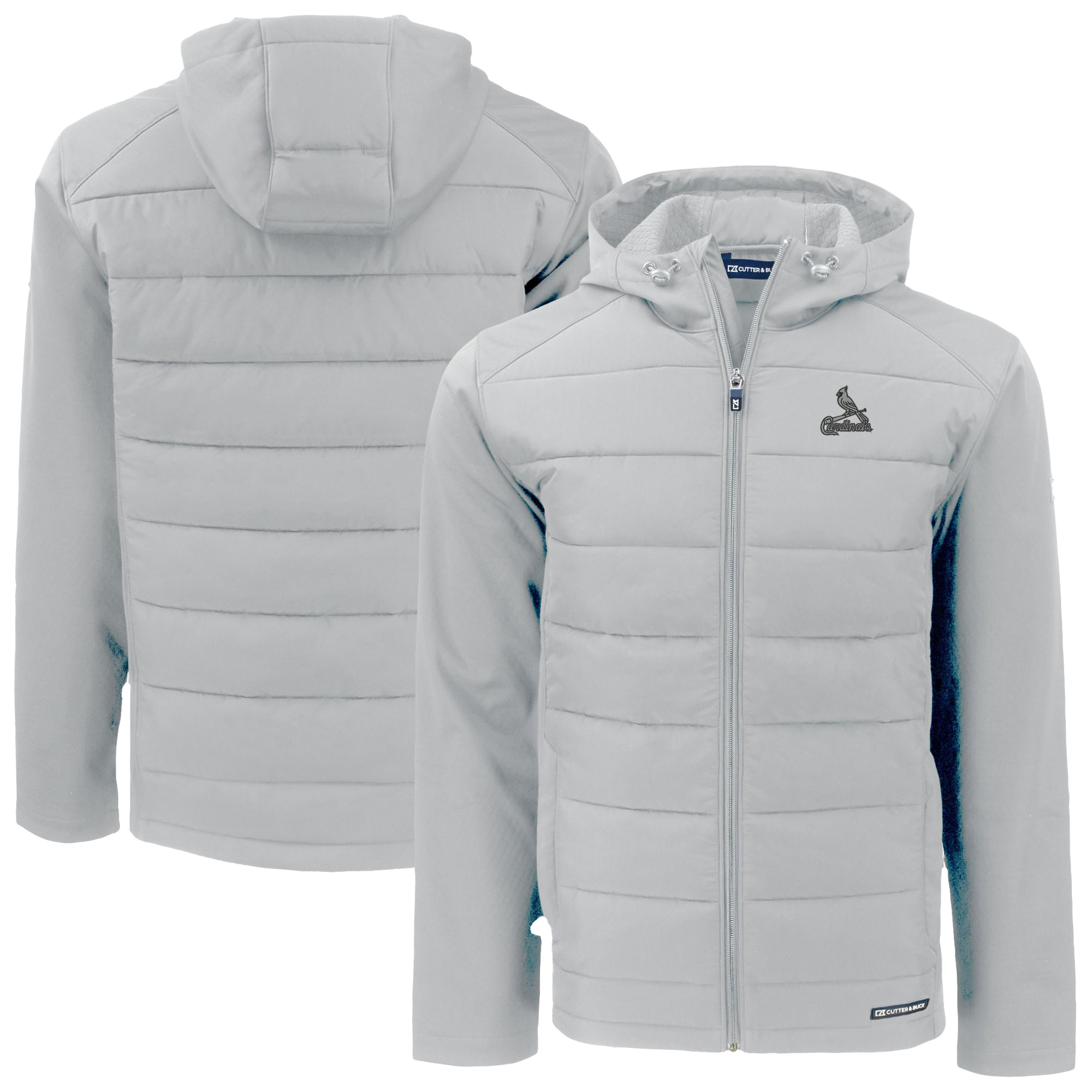 Men's Cutter & Buck Gray St. Louis Cardinals Evoke Hybrid Eco Softshell Recycled Full-Zip Hoodie Jacket