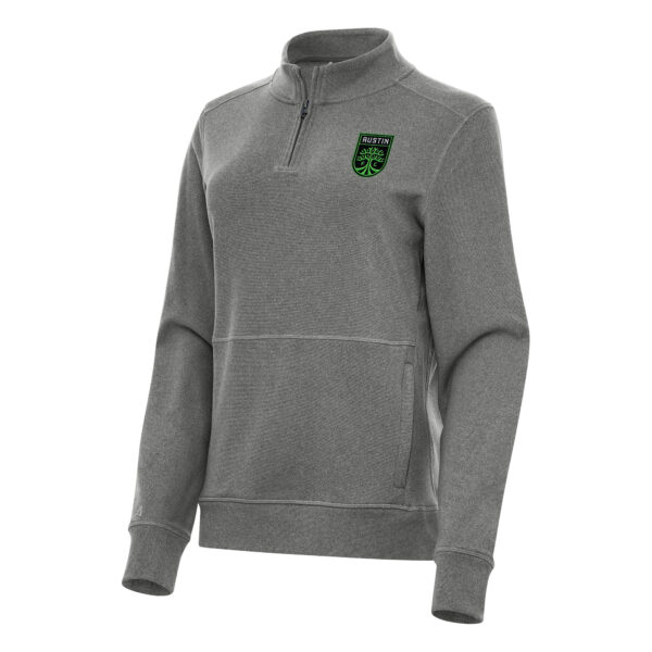 Women's Antigua Heather Black Austin FC Crush Quarter-Zip Top
