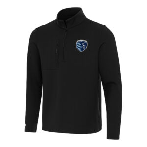 Men's Antigua Black Sporting Kansas City Insider Quarter-Zip Jacket