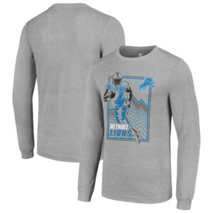 Men's Starter Heather Gray Detroit Lions Player Grid Long Sleeve T-Shirt