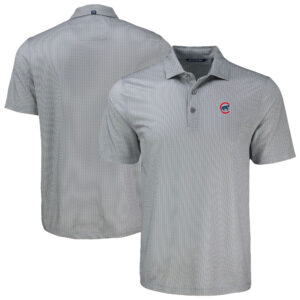 Men's Cutter & Buck Gray Chicago Cubs Big & Tall Pike Eco Shadow Check Print Polo
