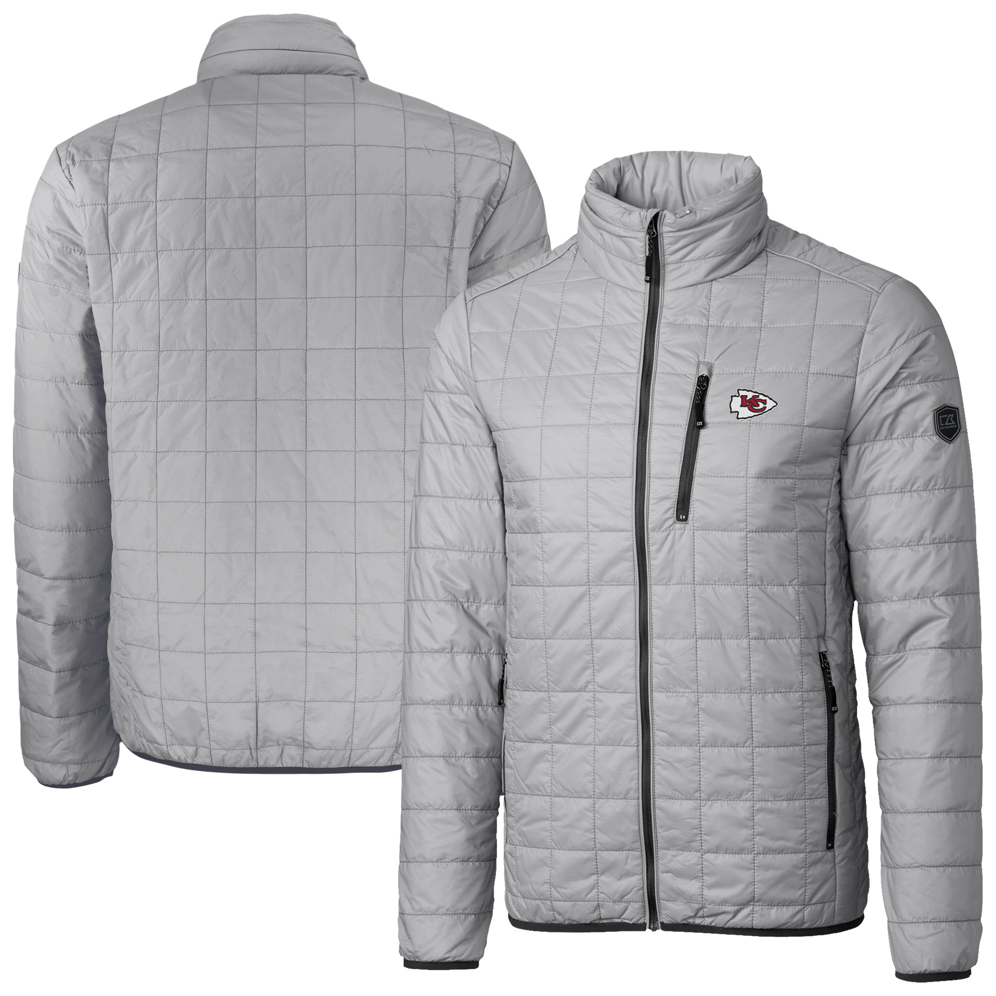 Men's Cutter & Buck Gray Kansas City Chiefs Rainier PrimaLoft Eco Insulated Full-Zip Puffer Jacket - Image 5