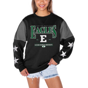 Women's Gameday Couture Black Eastern Michigan Eagles Shining Spirit Fleece Pullover Sweatshirt