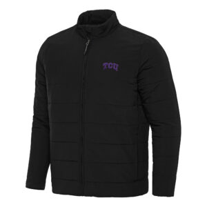 Men's Antigua Black TCU Horned Frogs Swelter Full-Zip Puffer Jacket