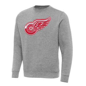 Men's Antigua Heather Gray Detroit Red Wings Big & Tall Victory Crewneck Pullover Sweatshirt