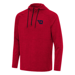 Men's Antigua Heather Red Dayton Flyers Spikes Raglan Quarter-Zip Hoodie