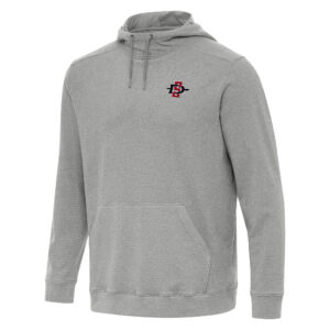 Men's Antigua Heather Gray San Diego State Aztecs Cloud Pullover Hoodie