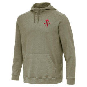 Men's Antigua Heather Olive Houston Rockets Cloud Pullover Hoodie